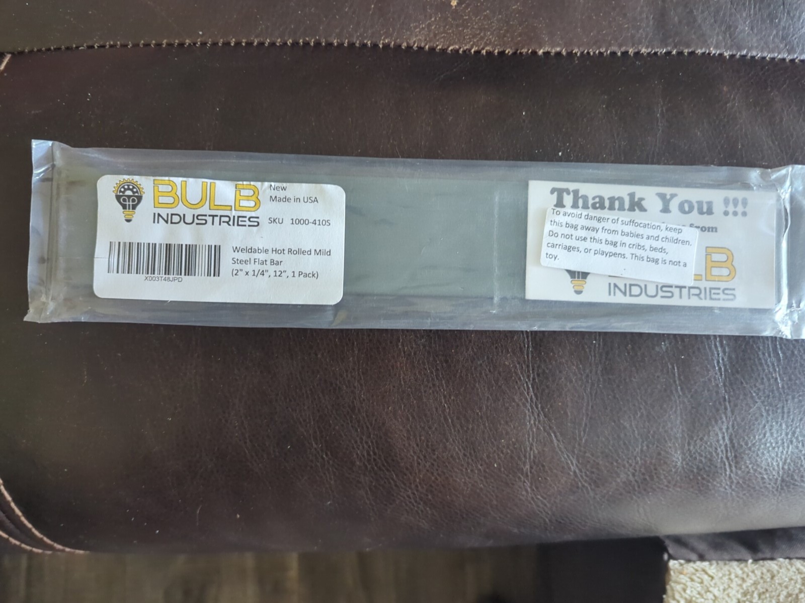 BULB INDUSTRIES 2″ X 1/4″ X 12″ WELDABLE FLAT BAR, Hot Rolled, Mild Steel, NEW