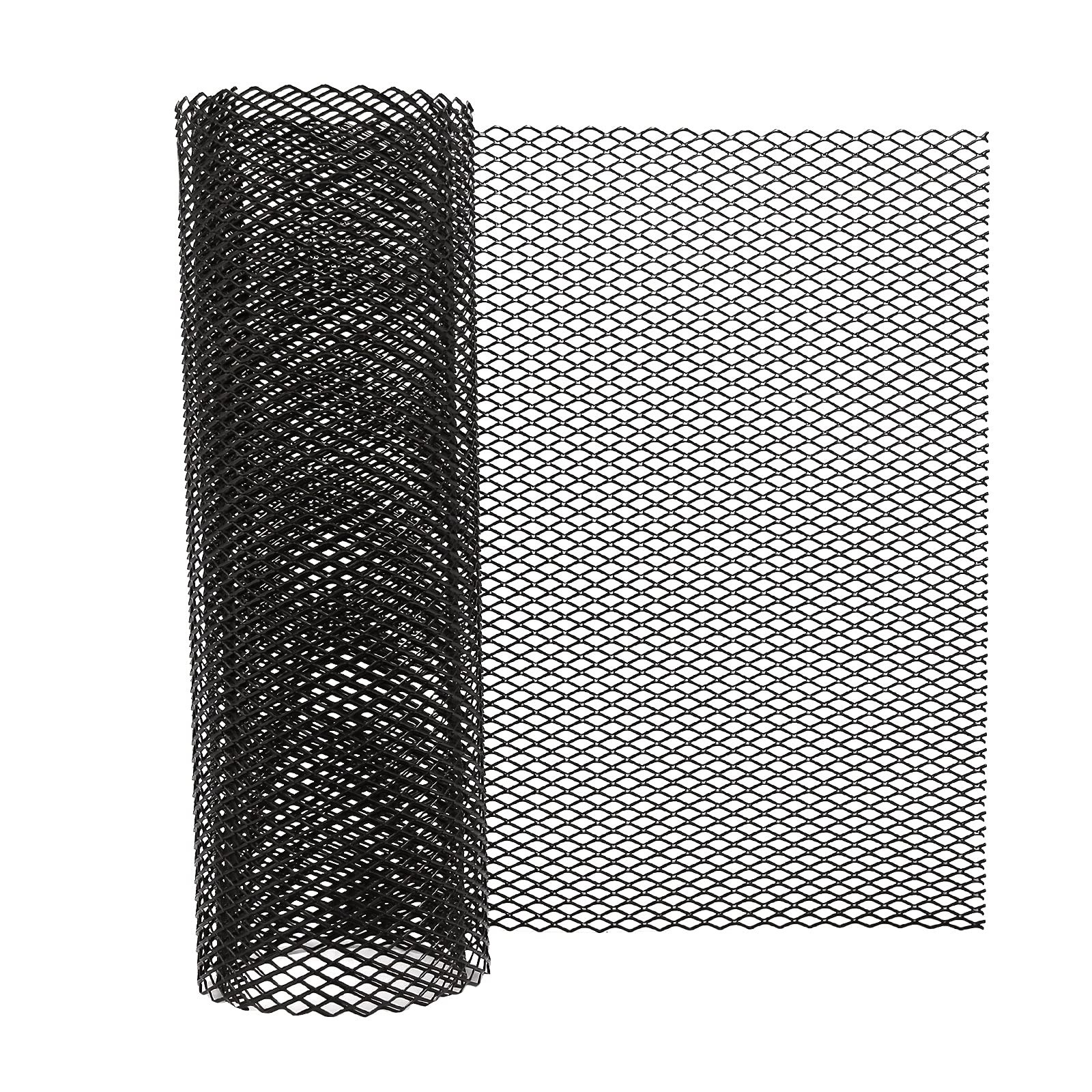Universal Car Grill Mesh 40″x13″ Black Painted Rhombic-Shape Grids Aluminum A…