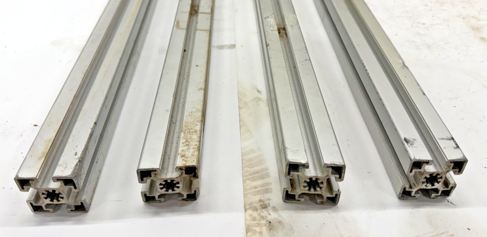 80/20 45MM ASST LENGTHS, 45-4545, (LOT OF 4), 63-1/8″ TO 68-1/4″, 4-OPEN SLOTS