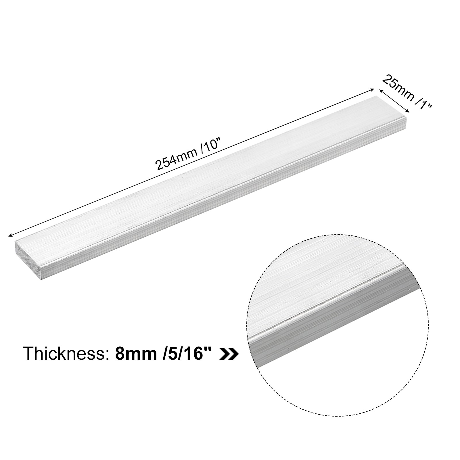 Square Aluminum Bar 5/16″ Thick 1″ Width 10″ Length