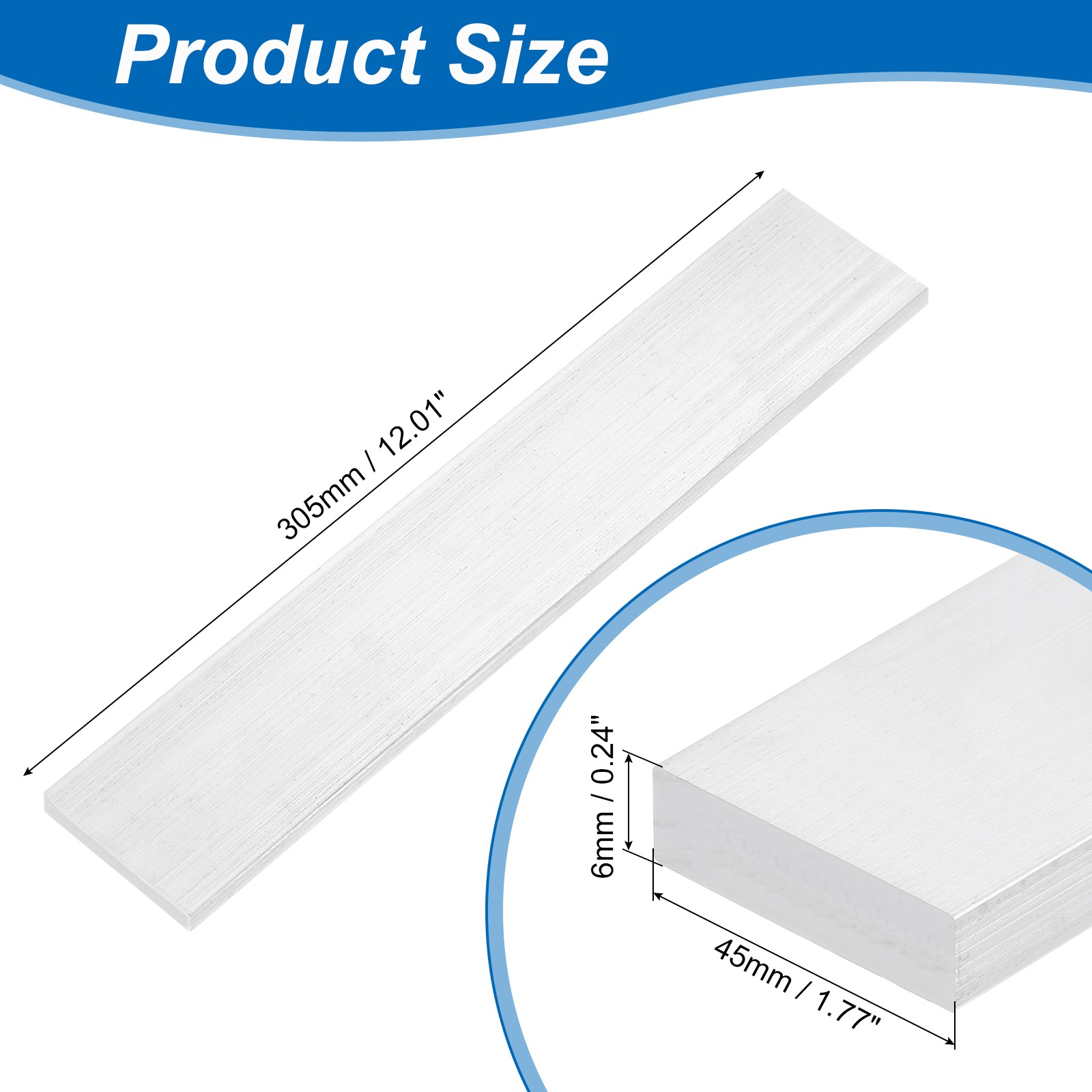 Square 6063 Aluminum Flat Bar 1/4″ Thickness 1-3/4″ Width 12″ Length