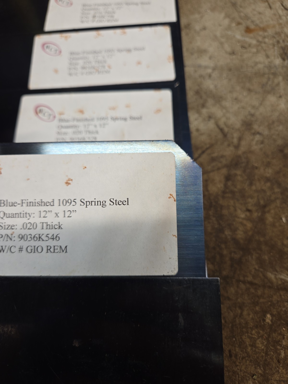 Blue Finished 1095 Spring Steel 12″X12″ Lot Of 6 Sheets
