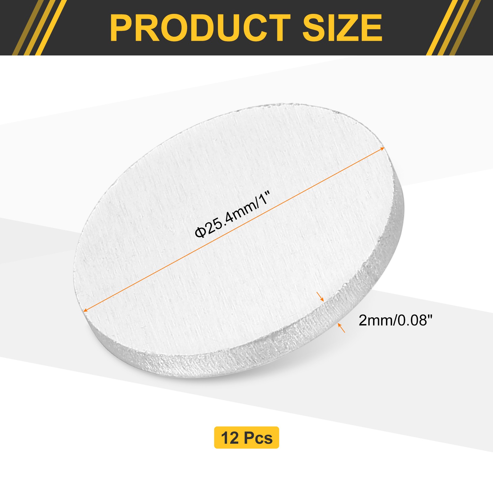 12Pcs Aluminum Disc 1″(25.4mm) Dia 0.08″(2mm) Thick Round 1060 Aluminum Sheets