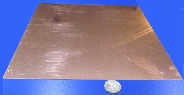 101 Copper Sheet 1/8 to 1/4 Hard .032″ Thick x 12.0″ Wide x 12.0″ Length