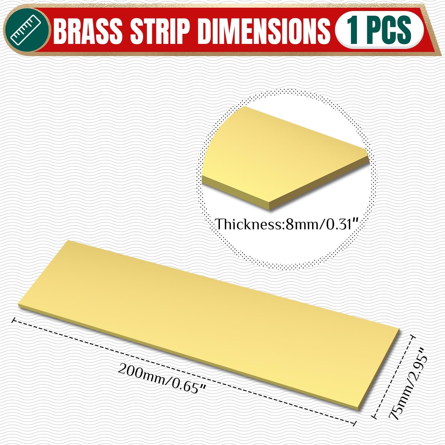 5/16x3x8 Inch Solid Brass Flat Bar Stock 8x75x200mm Knife Making Crafts