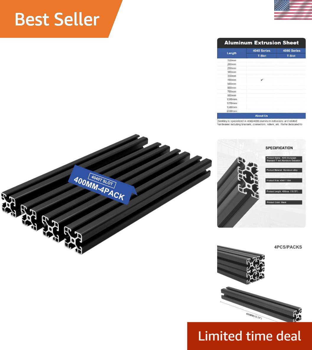Versatile 4040 T-Slot Aluminum Extrusions 400mm Black – DIY and 3D Printers