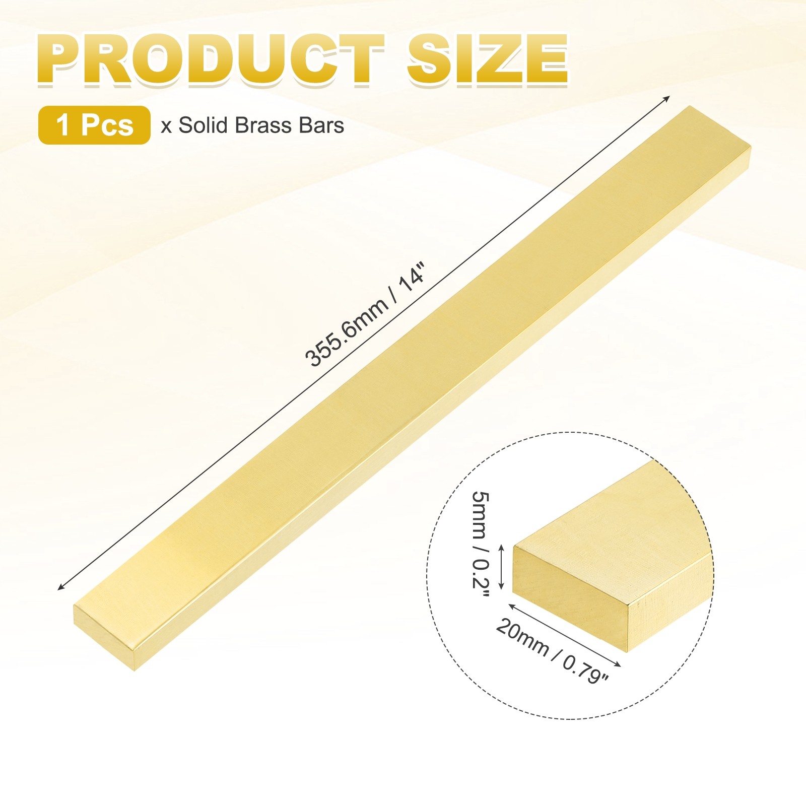 0.2″x0.79″x14″ H62 Brass Flat Bar Stock Square Metal Solid Brass Bars