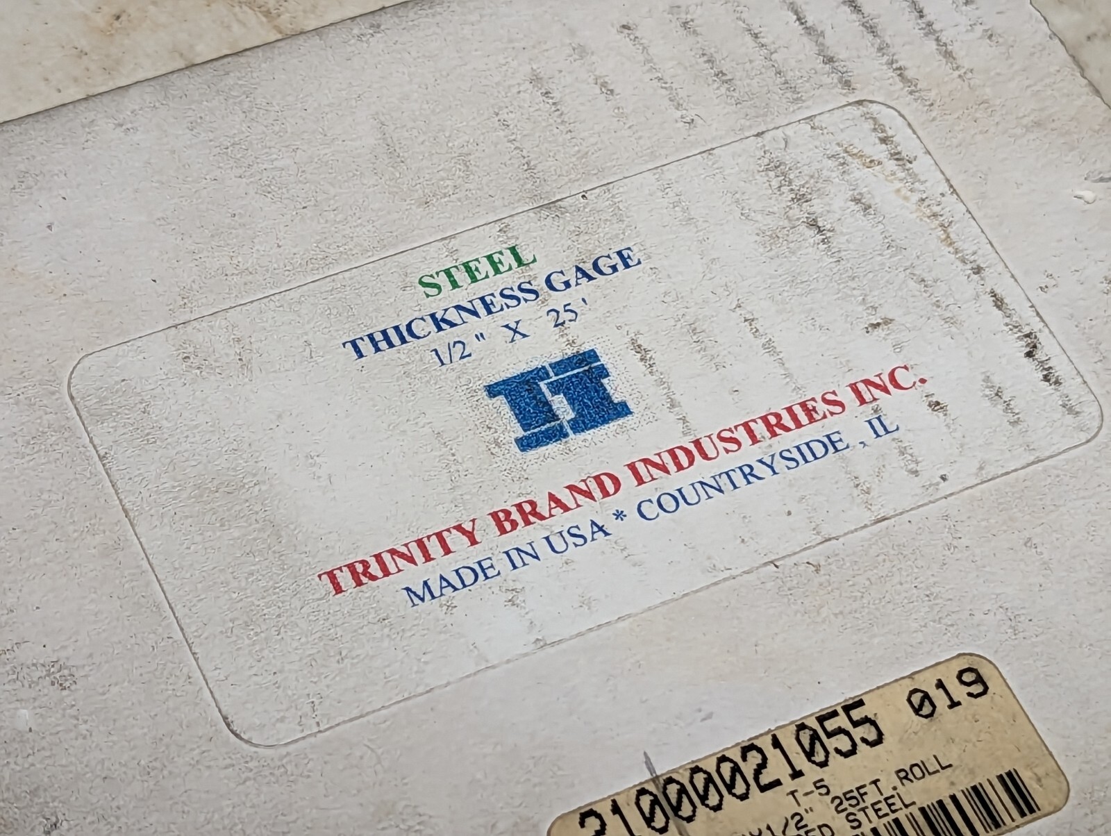 Trinity tempered steel roll, 0.005″ x 1/2″ x 25′