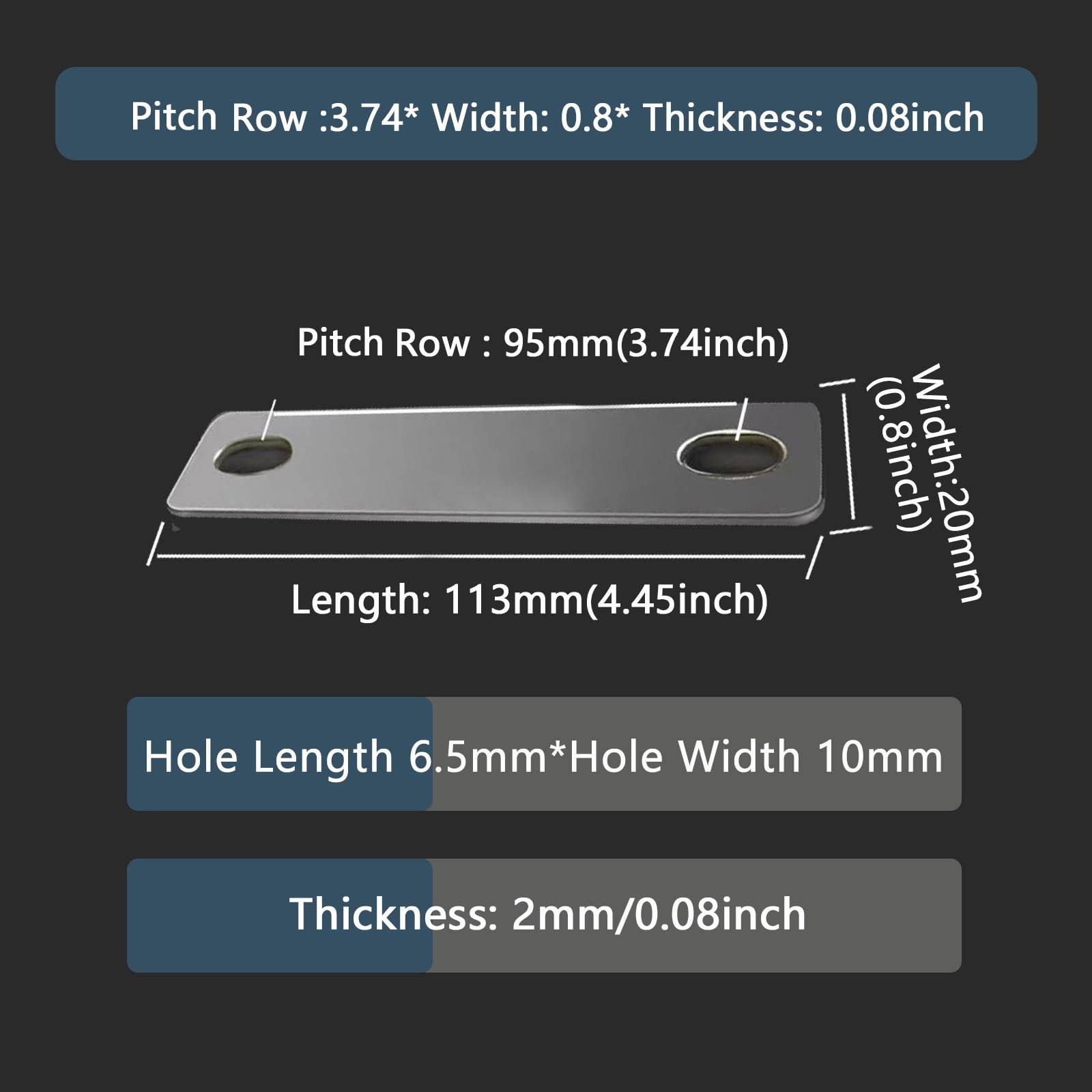 4 PCS Pitch Row 3.74 Inch 2mm Bus Bar Connector Fits 304/280/302ah Battery