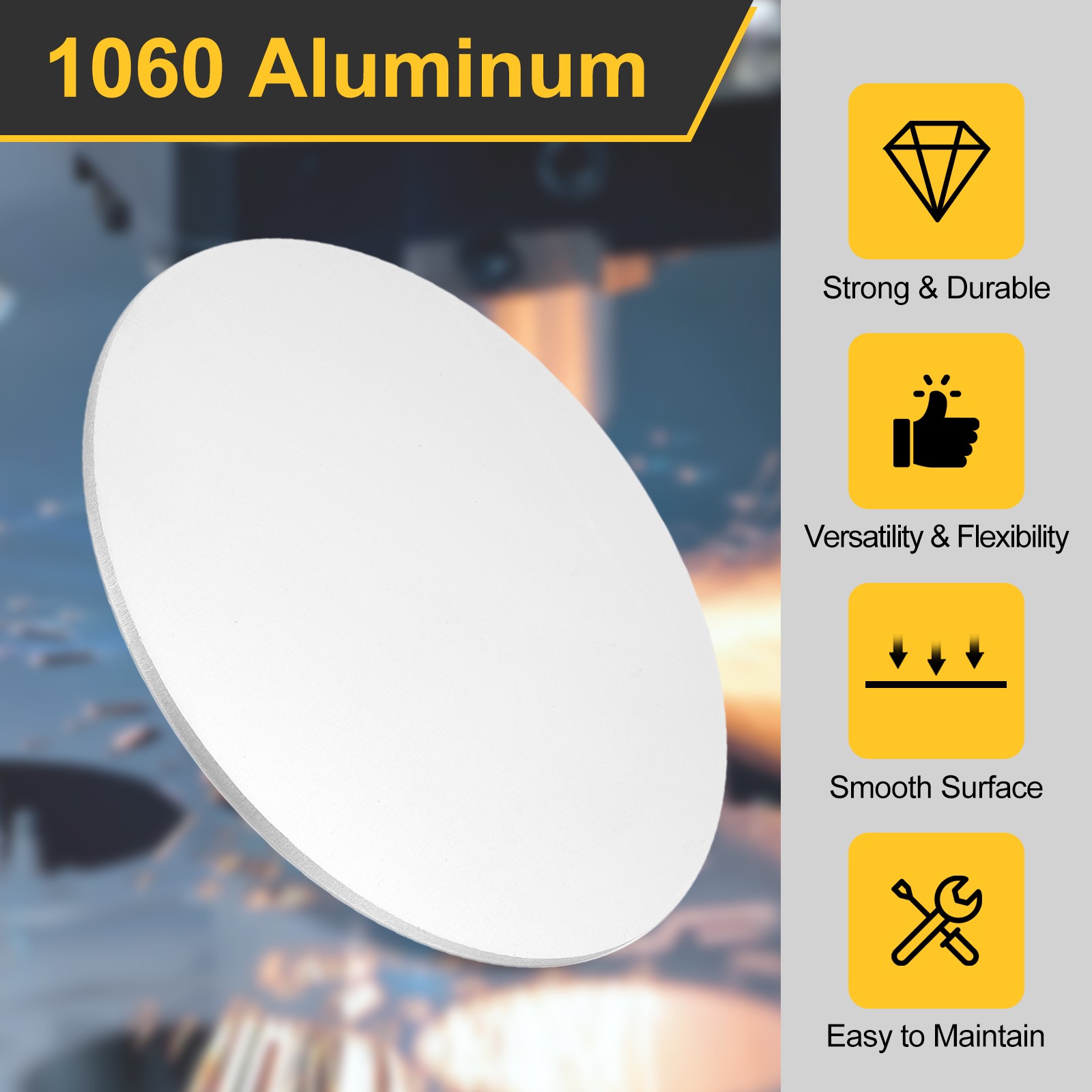 5Pcs Aluminum Disc, 4″(100mm) Dia 0.1″(2.5mm) Thick Round 1060 Aluminum Sheets