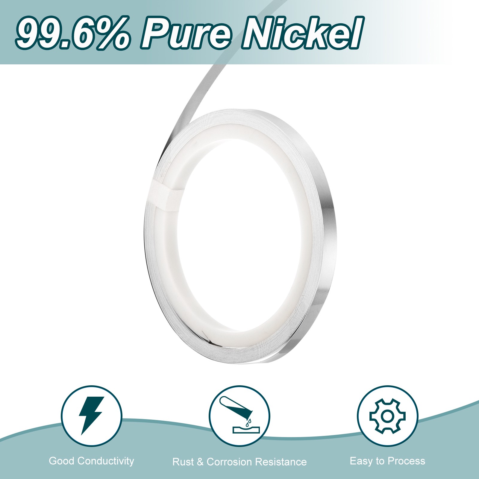 1 Pcs Pure Nickel Sheet, 99.6% Nickel Plate, 0.006″x0.24″x393.7″(0.15x6x10000mm)