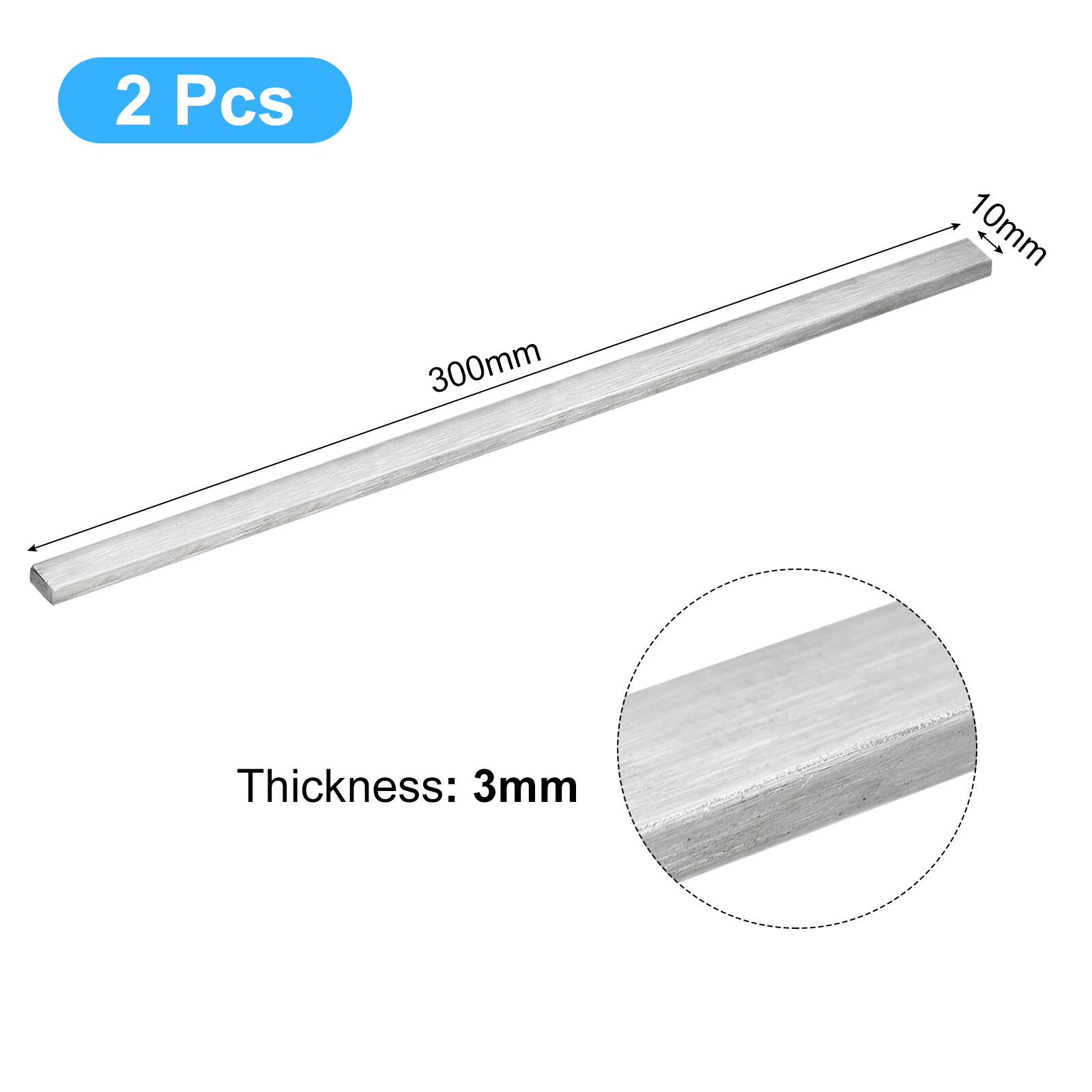 2pcs Stainless Steel Flat Bar Brushed Finish Trim Strips Sheet 12″ x 3/8″ x 1/8″