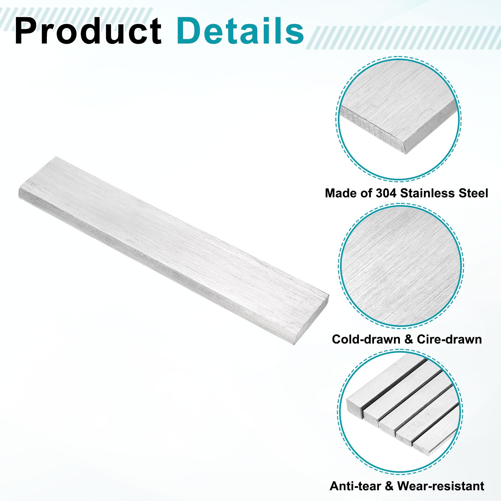2 Pcs 304 Stainless Steel Flat Bar 3/16″ x 13/16″ x 4″ Trim Strips Sheet