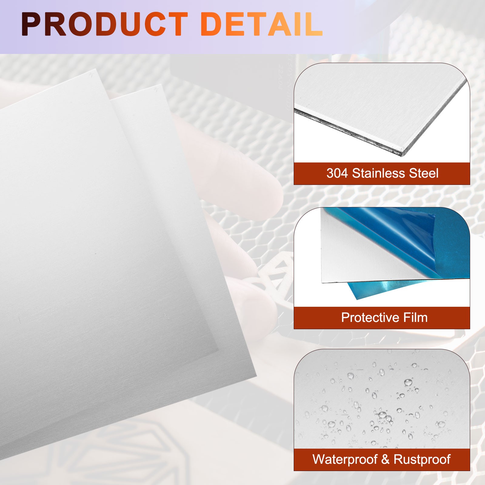 2Pcs Stainless Steel Sheet Plate 4″ x 4″ 24 Gauge (0.5mm) with Glove(Silver)
