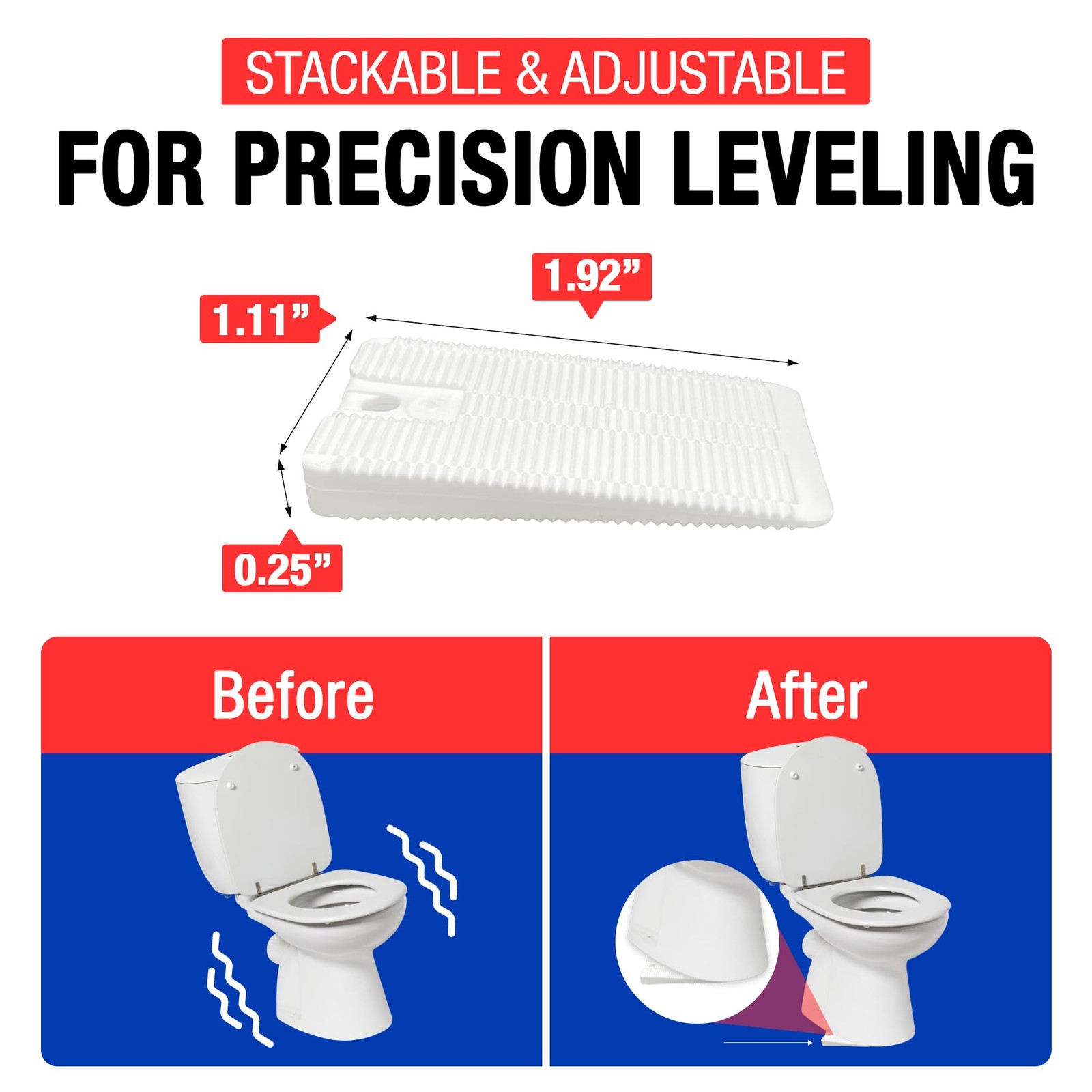 The Original Wobble Wedge Flexible Plastic Shims, Multi-Purpose Leveling Shim…