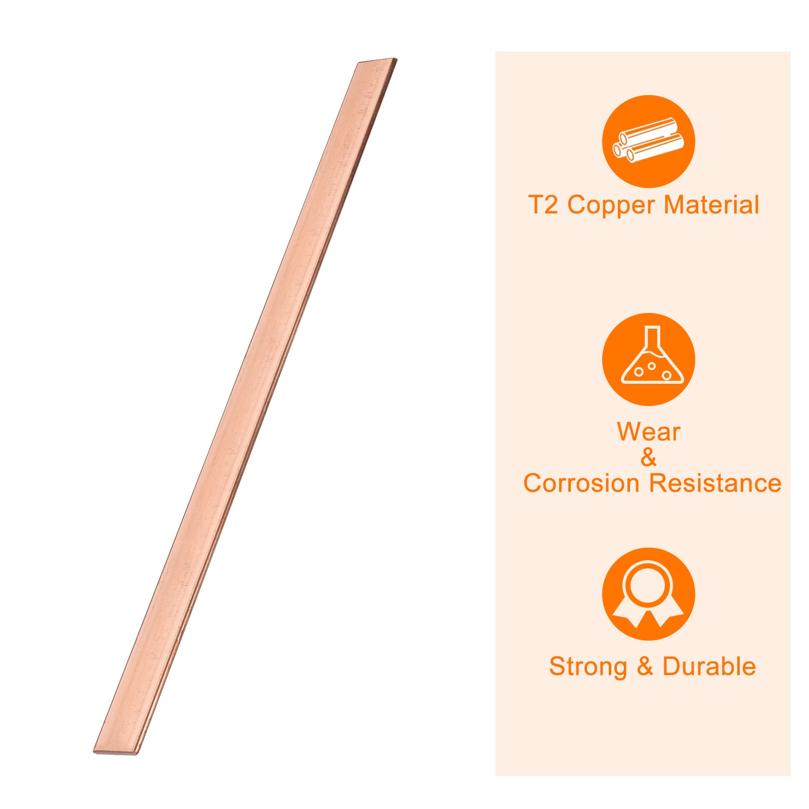 Copper Flat Bar 1/16″ Thickness x 25/32″ Width x 12″ Length Copper Bar Stock