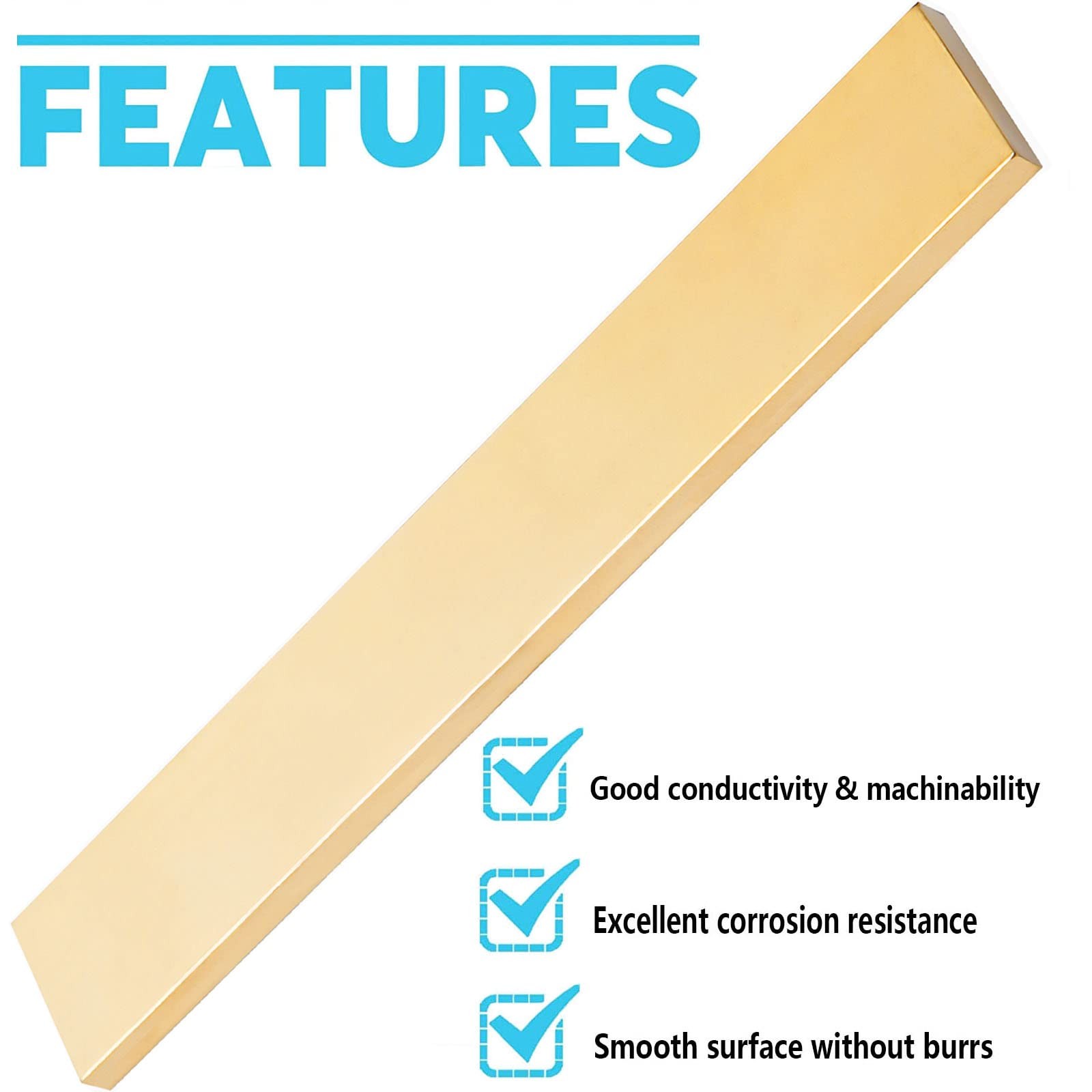 C360 Brass Flat Bar Stock 1/8x2x12 Inch Knife Making Solid Plate Billet