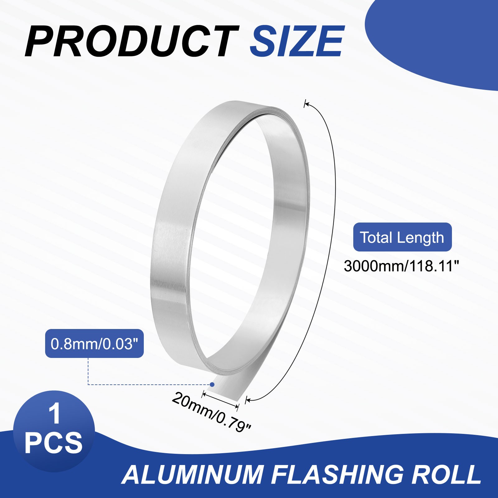 Aluminum Flashing Roll 3000mm x 20mm x 0.8mm 1060 Aluminum Metal Roll