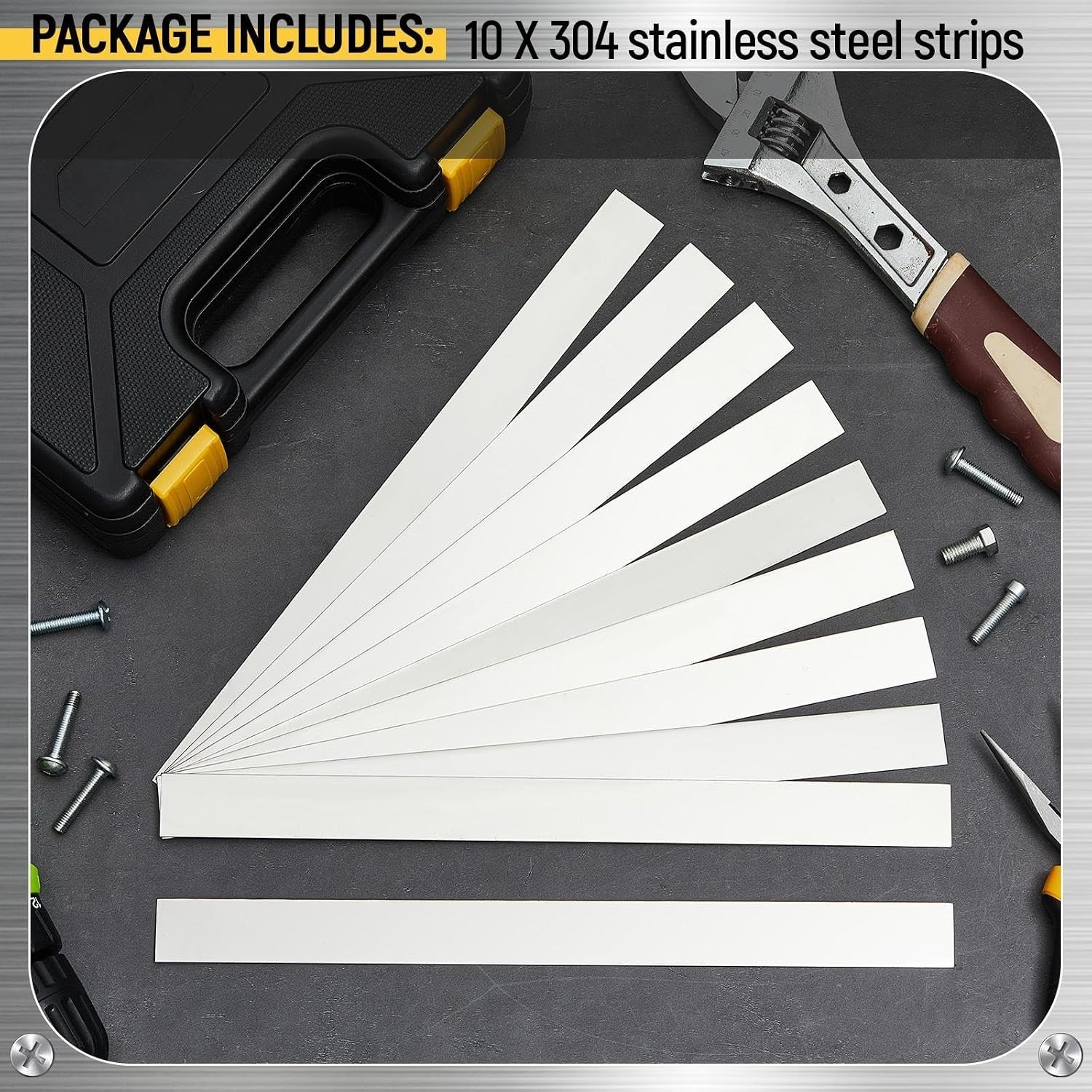 10 Pcs Metal Strips Shim Stock Metal Sheet Shims Gap Filler Trim Strip 0.02”…