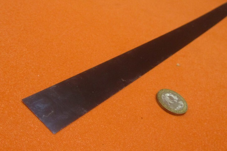 1095 Hard Blue Tempered Spring Steel Shim .008″ Thick x 1.00″ Wide x 1200″ Long
