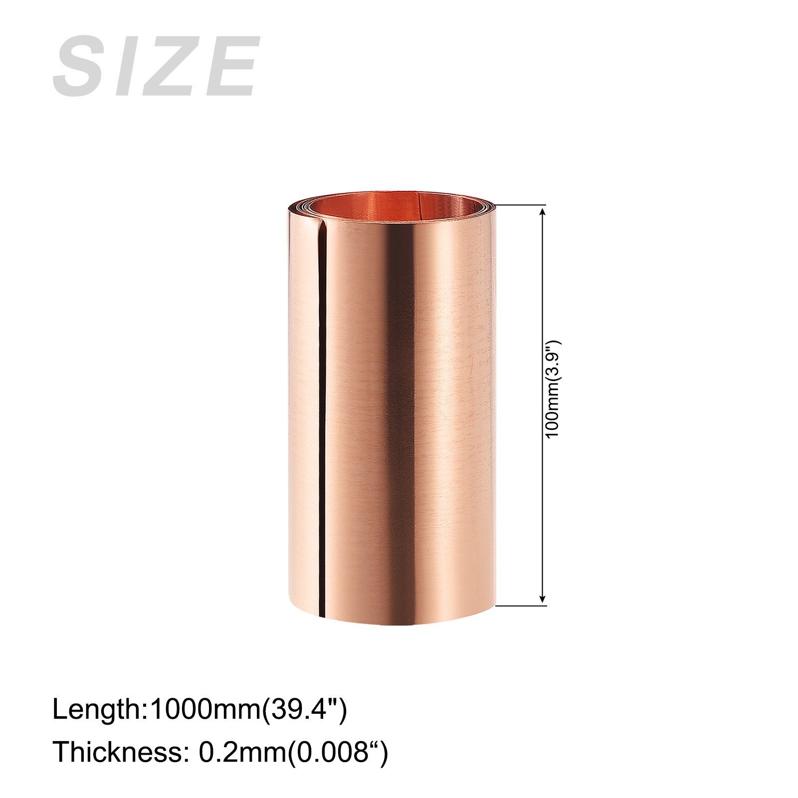Pure Copper Sheet (1000mmx100mmx0.2mm) 1Pcs,for Home Kitchen Backsplash