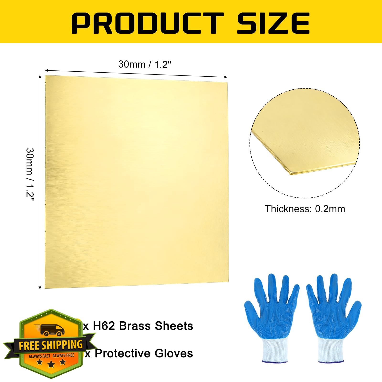 MECCANIXITY H62 Brass Sheet 1.2″x1.2″ 32ga, 4pc Thin Metal