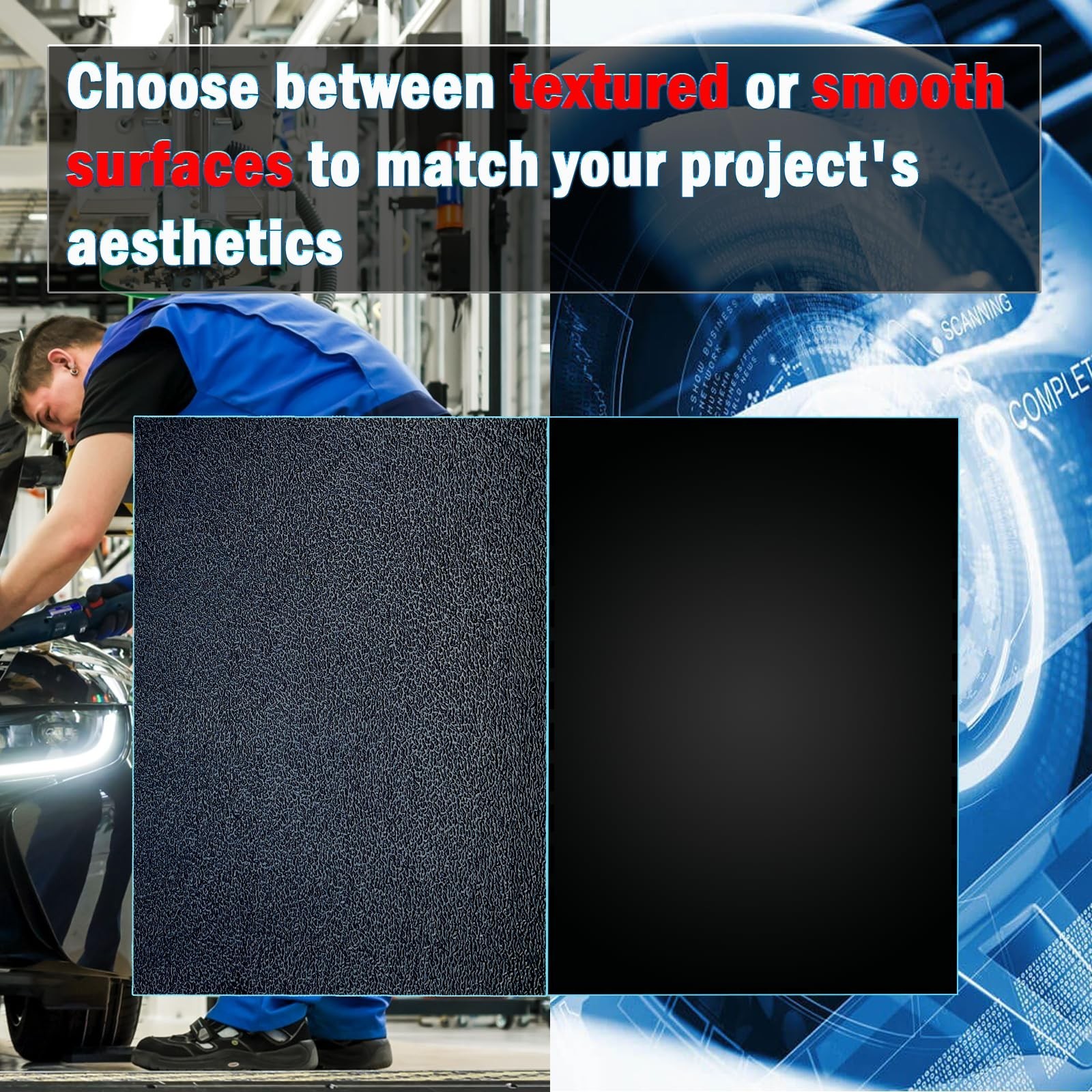 ABS Plastic Sheet 1/4 Inch Thick 24″ x 48″ (2-Pack)，Black Rigid Moldable