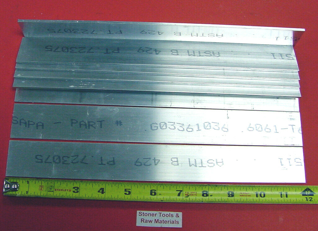 6 Pieces 1/8″ X 1-1/2″ ALUMINUM 6061 FLAT BAR 12″ long T6511 Extruded Mill Stock