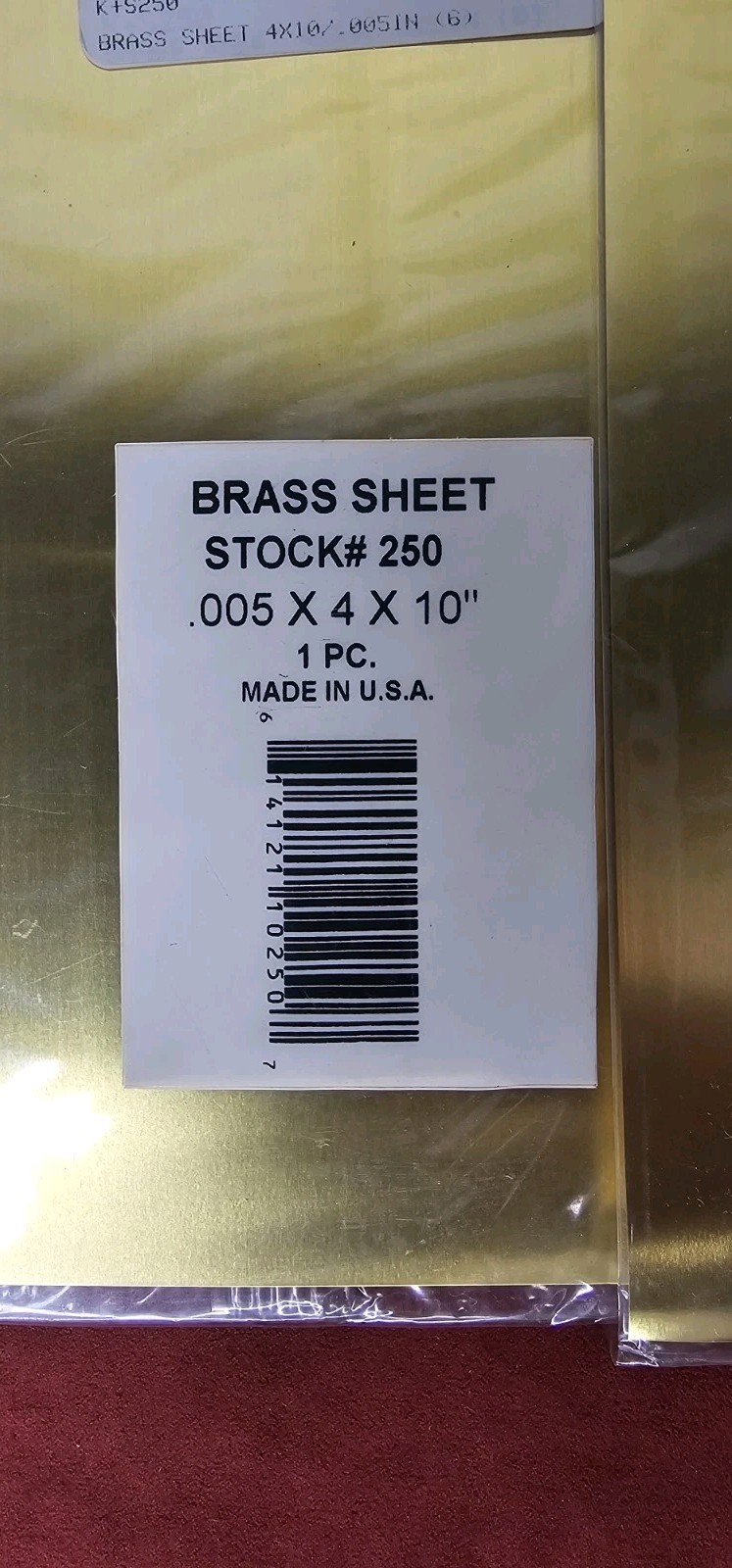 K&S Precision Metals Brass Sheets .005″ x 4″ x 10″ 2 Pcs Metal Stock #250