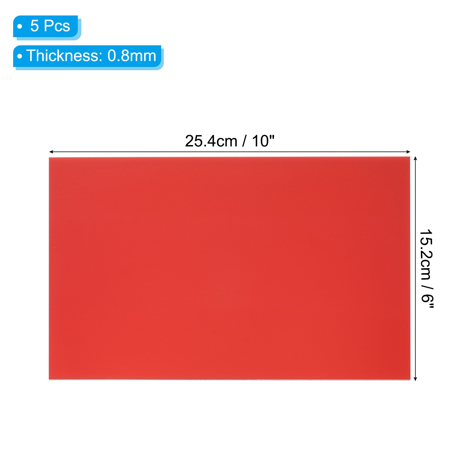 6×10 Inch Anodized Aluminum Sheet Metal 5Pcs, Laser Plates Engraving Red