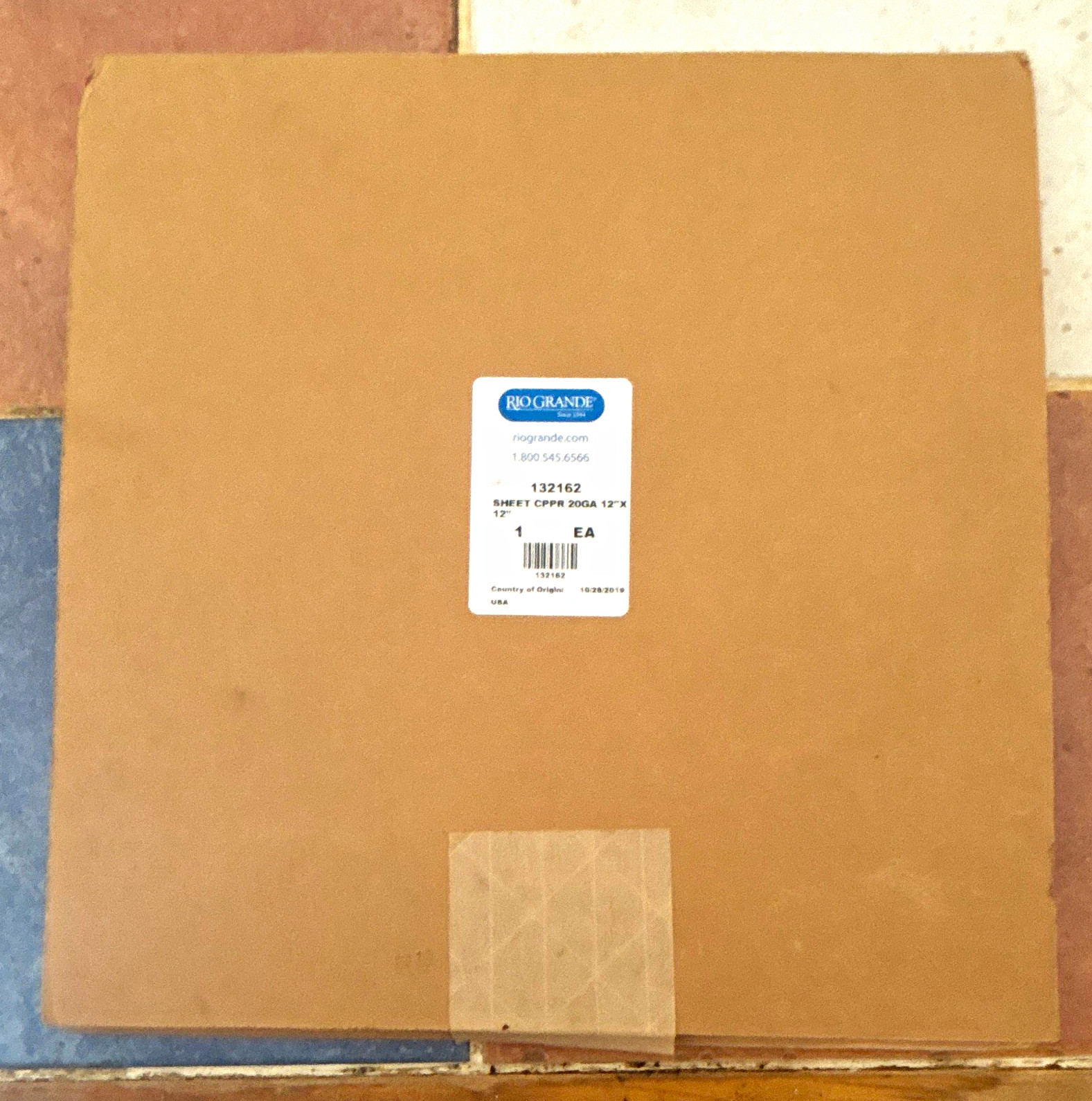 Rio Grande Copper Sheet 20 Ga 12 in x 12 in Flat Stock, MPN 132162