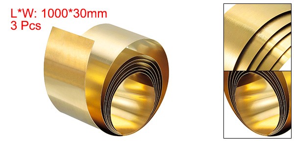Brass Sheet Roll, 3Pcs 0.1x30x1000mm Brass Foil Roll Brass Strip Gold