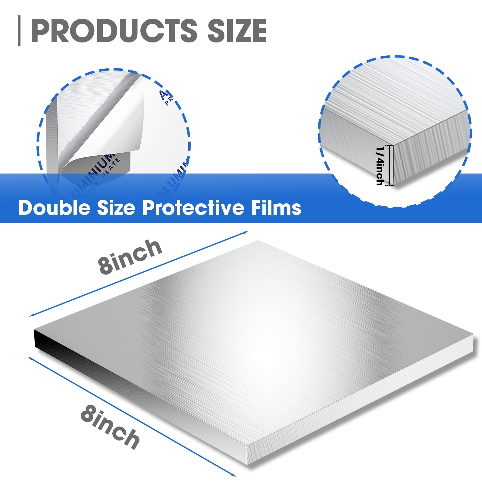 6061 Aluminum Sheet Plate 8x8x1/4 Inch Heavy Duty Flat Plain Panel Crafting