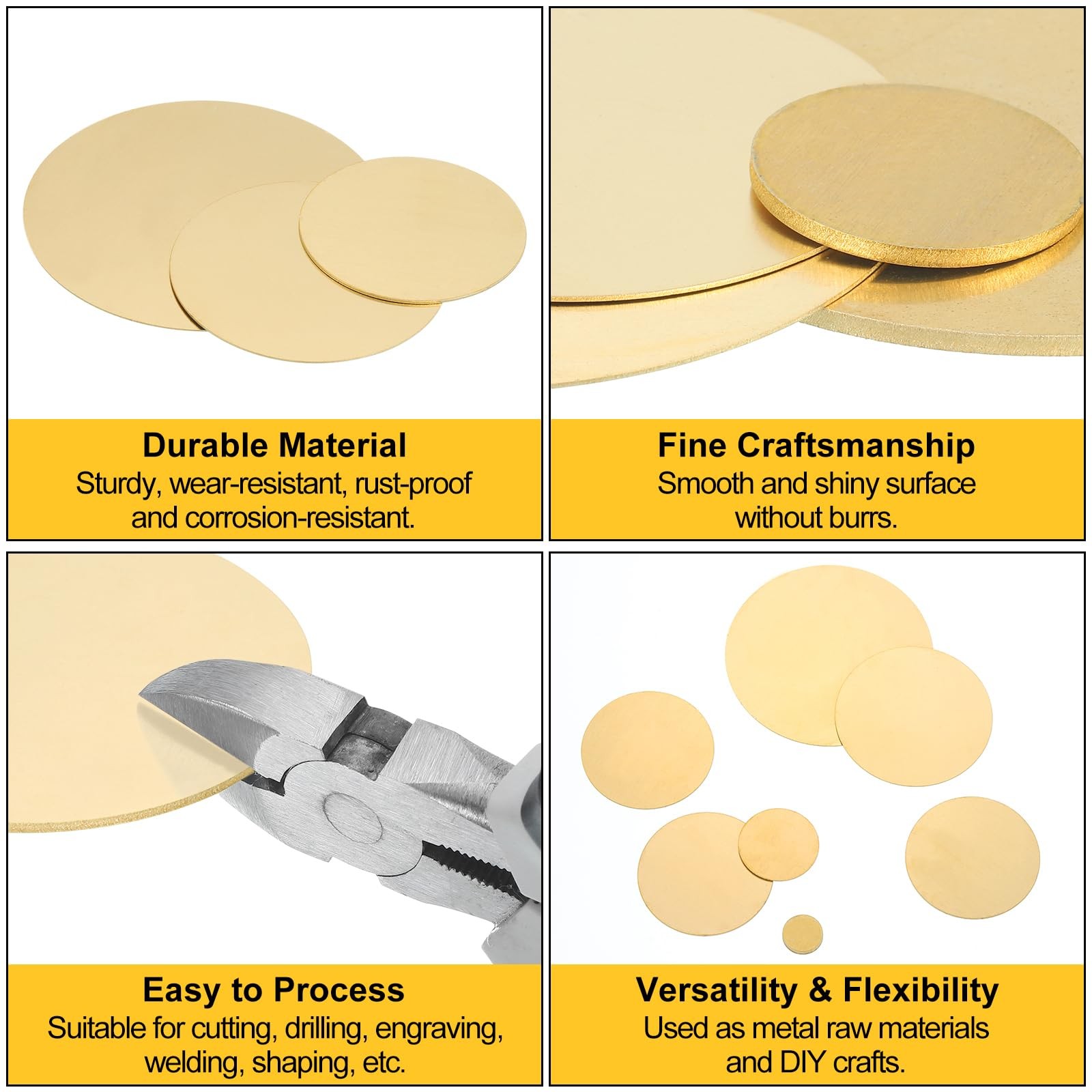 uxcell 6pcs 0.06″x 1″ Brass Round Plate
