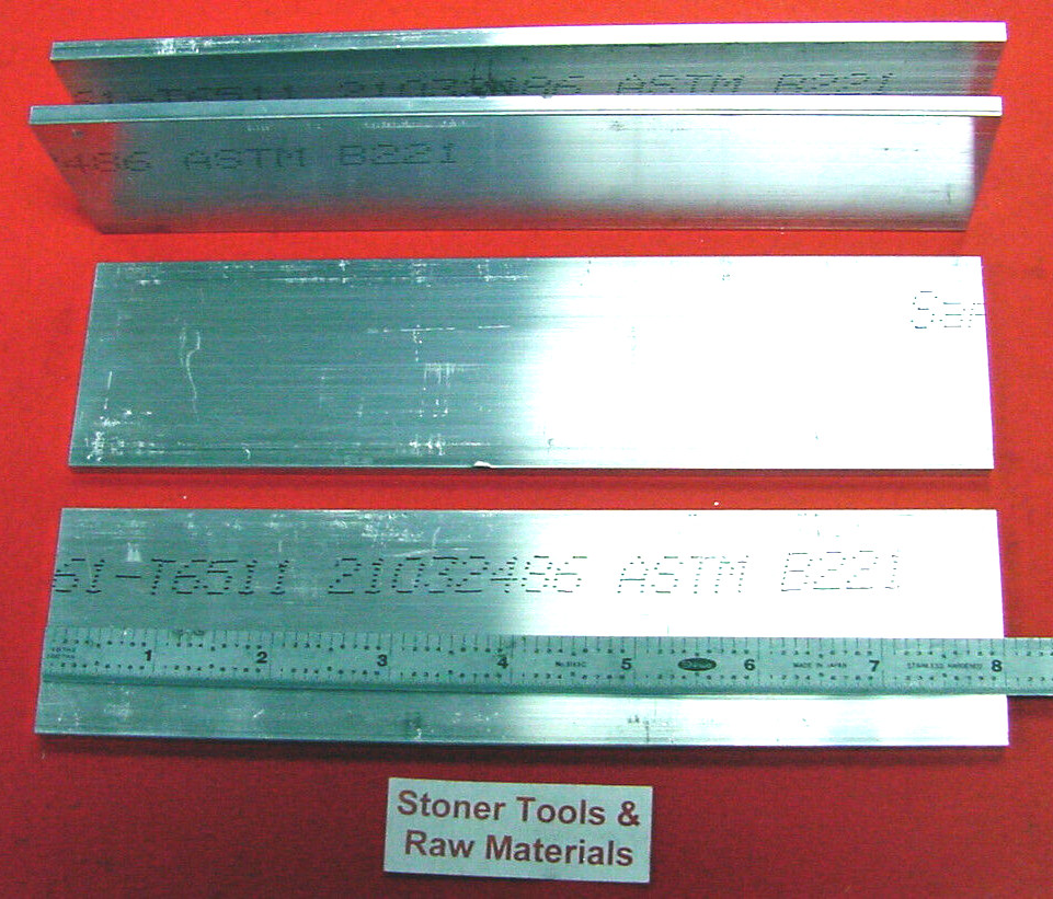 4 Pieces 3/16″ X 2″ ALUMINUM 6061 FLAT BAR 8″ long T6511 Extruded Mill Bar Stock