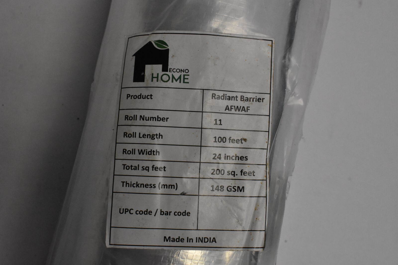 EconoHome Radiant Barrier Insulation Roll Aluminum Sheet 24″ x 100′ 200sqft