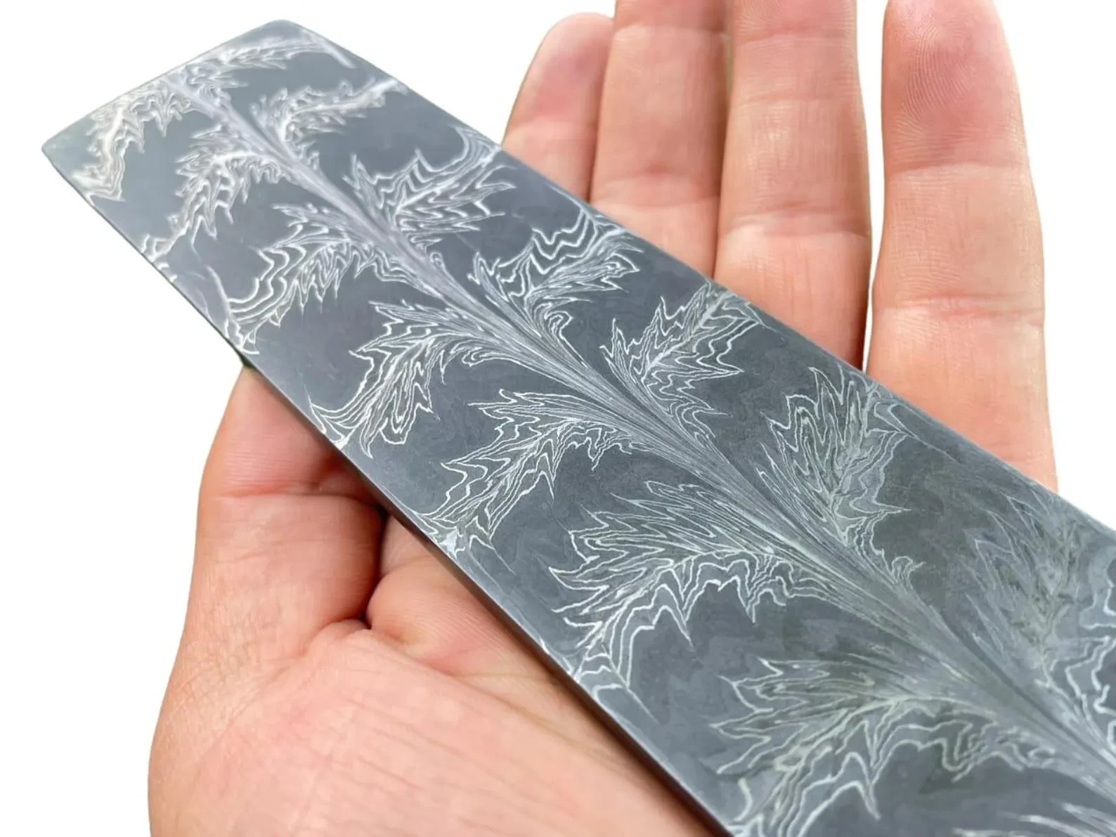 Handmade 1095 & 15N20 Feather Pattern Damascus Steel Billet for Knife Making