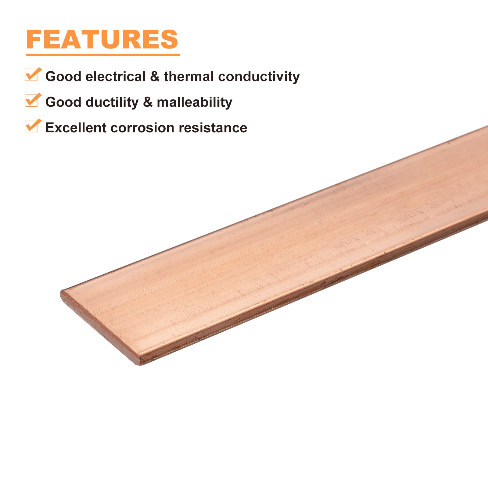 Copper Flat Bar 5/64″ Thickness x 1″ Width x 10″ Length Copper Bar Stock