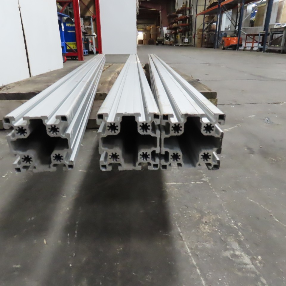 3-1/2×3-1/2×10′ Smooth Aluminum T-Slotted Extrusion Profile 80/20 Style Lot of 3