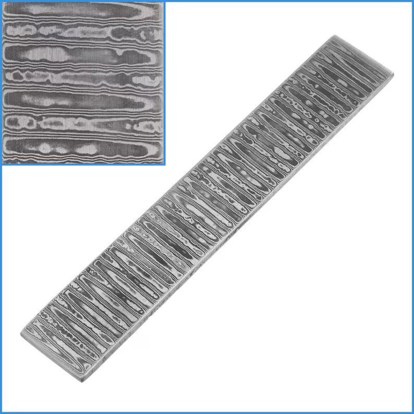 Handmade Ladder Pattern Damascus Steel Billet | 1095 & 15N20 Knife Making Supply