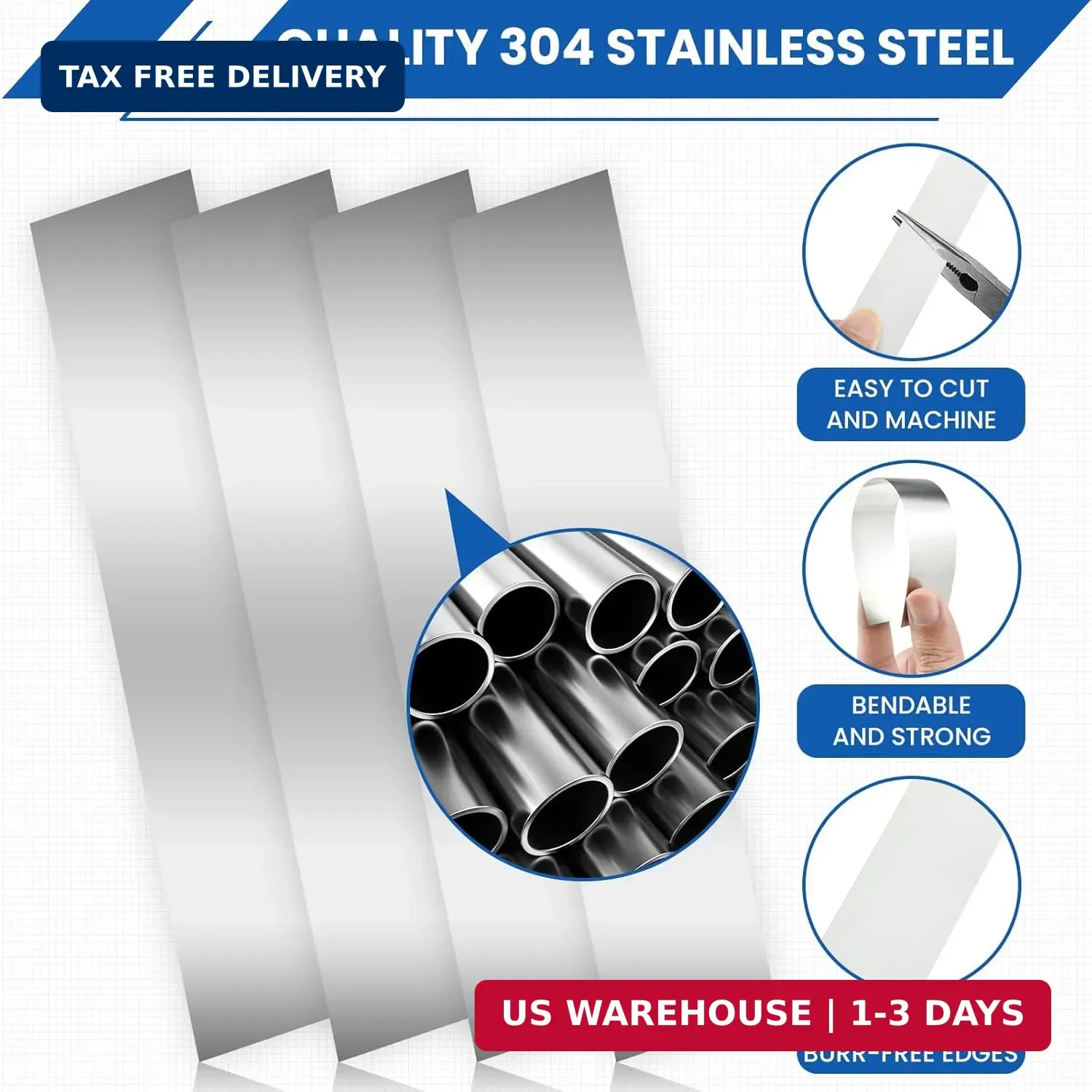 20 Pcs 304 Stainless Steel Shim Stock Assortment, 1″ W x 6″ L, 10 Sizes (0.0007″