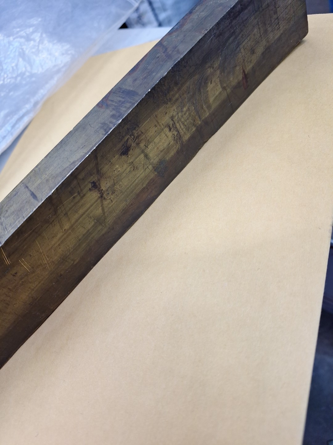 Yellow Brass? Stock Rectangle Flat Bar 1″x 2″x 13″L SEE PHOTOS OF CONDITION