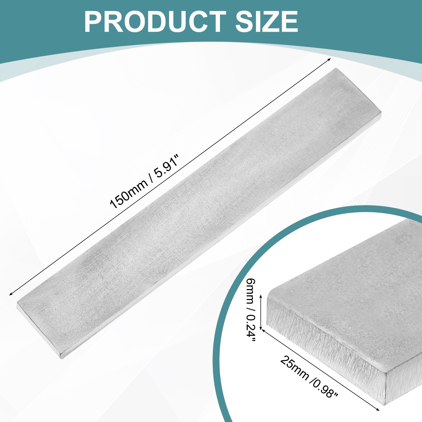 316 Stainless Steel Flat Bar, 1/4″ Thickness 1″ Width 6″ Length Metal Bar