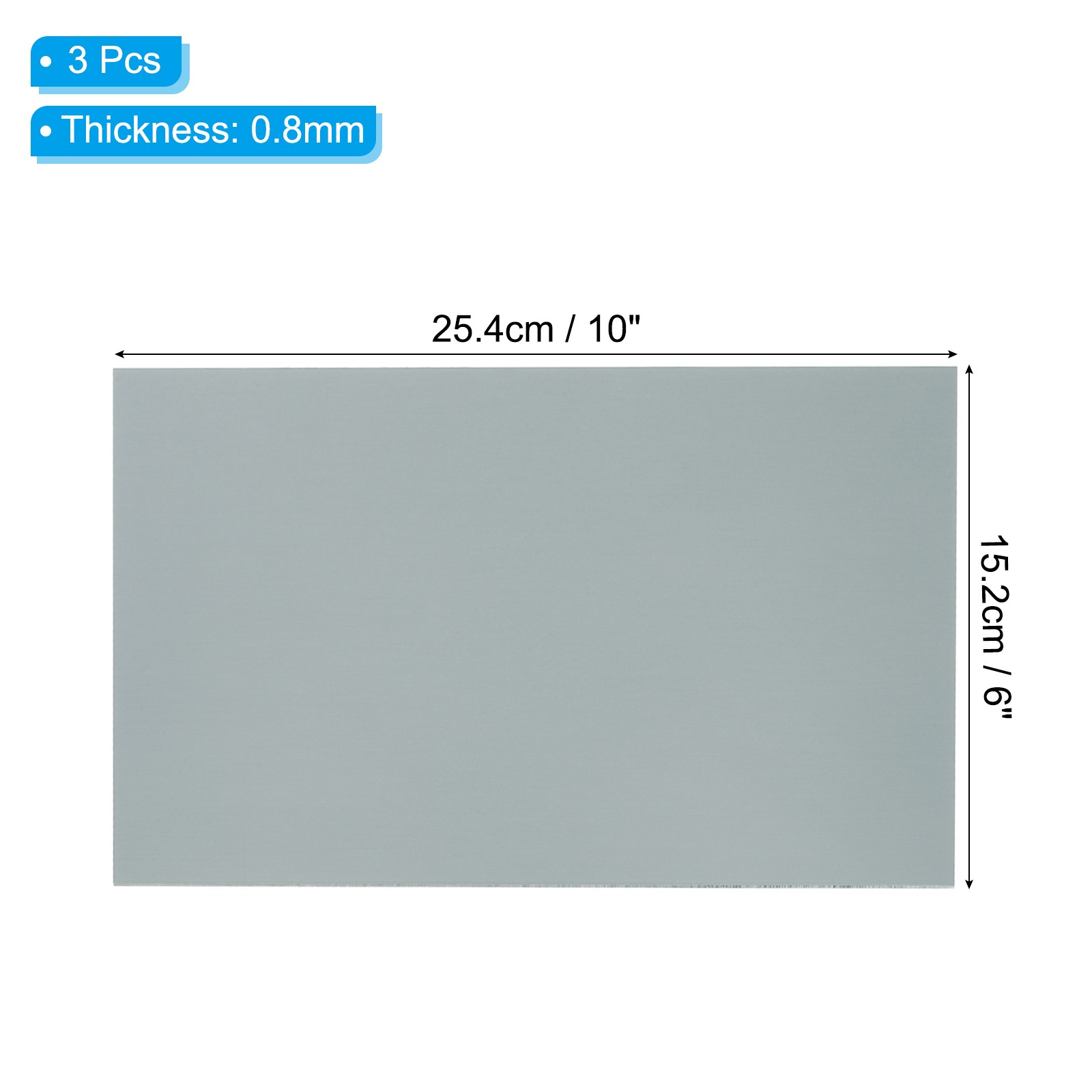 6×10 Inch Anodized Aluminum Sheet Metal, 3Pcs Laser Plates Engraving, Gray