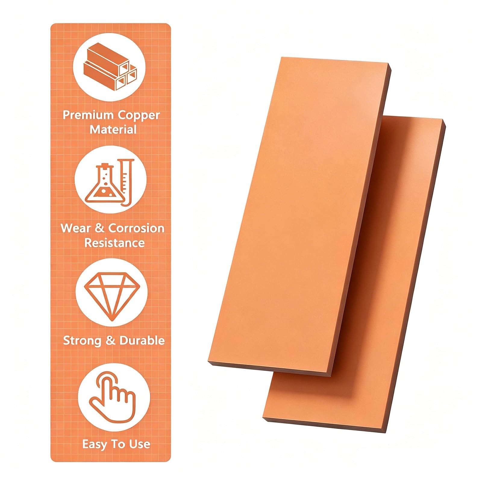1 PCS Copper Flat Bar 1/4x2x6 Inch 99.98% Copper Bus Bar Stock DIY Supply