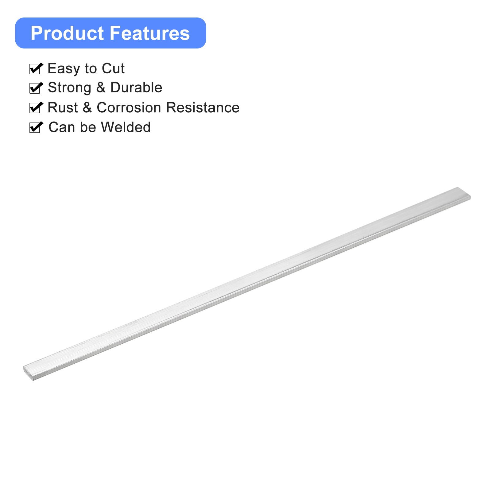 2pcs Square Aluminum Bar 1/8″ Thick 0.4″ Width 12″ Length