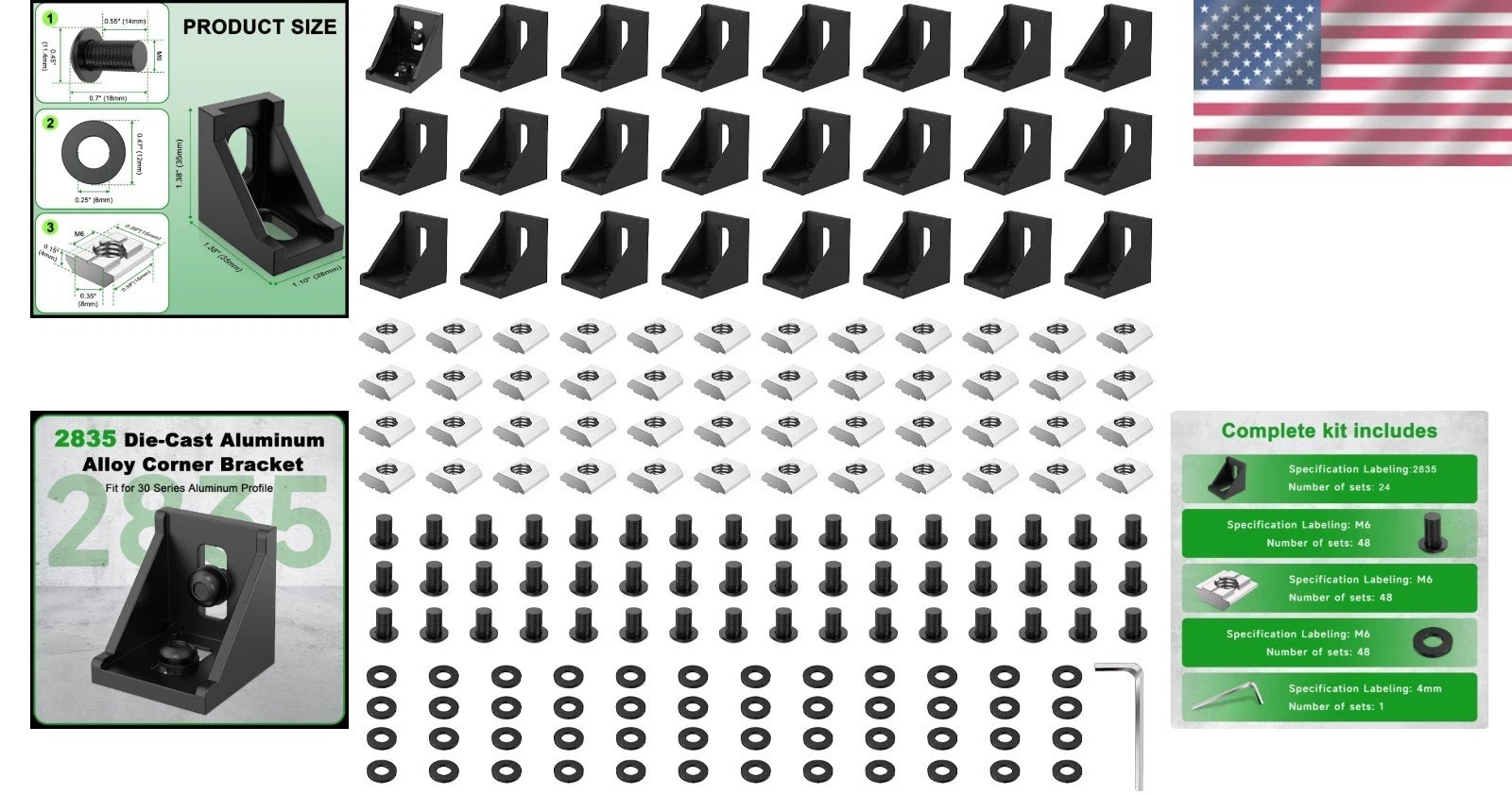 24 Set Aluminum Profile Connector Kit with Accessories