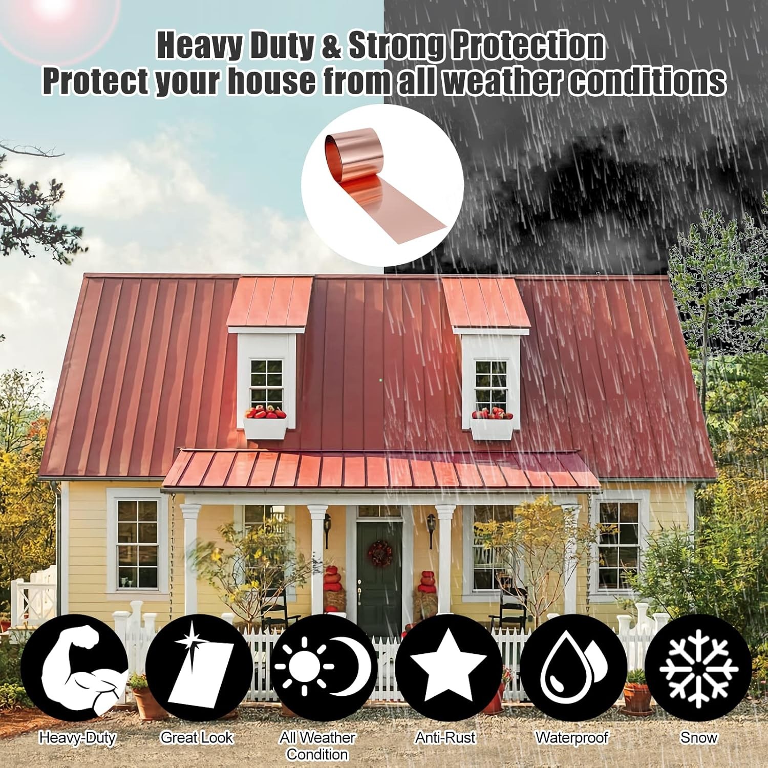 24 Gauge Pure Copper Flashing Sheet 0.5mm 10 FT Length Copper Roll 99.95% Pure