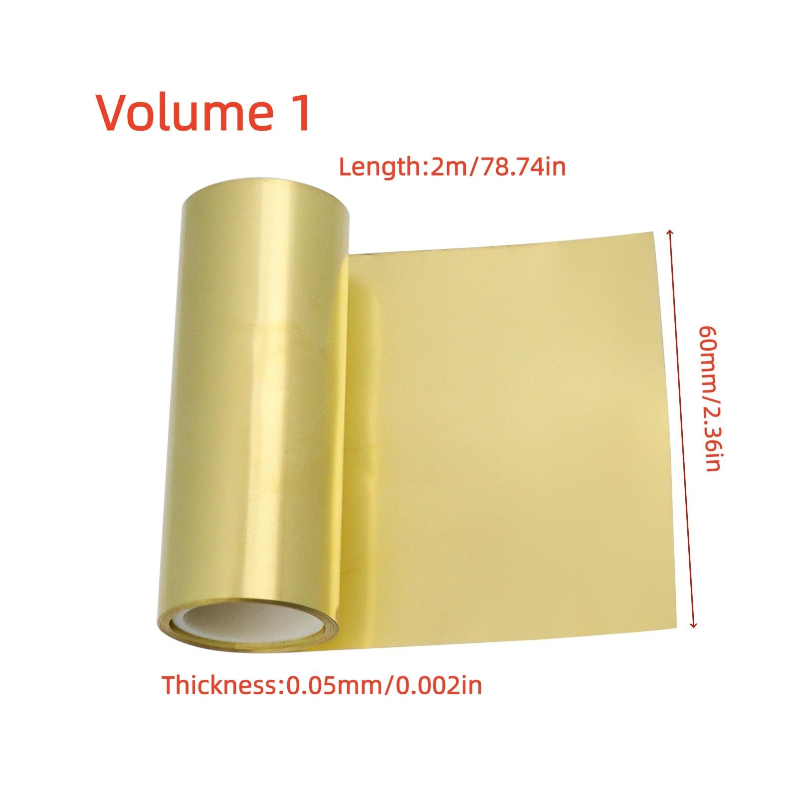 Brass Sheet Roll, Copper Metal Foil Plate 2000mm x 60mm x 0.03mm 2000x60x0.05mm