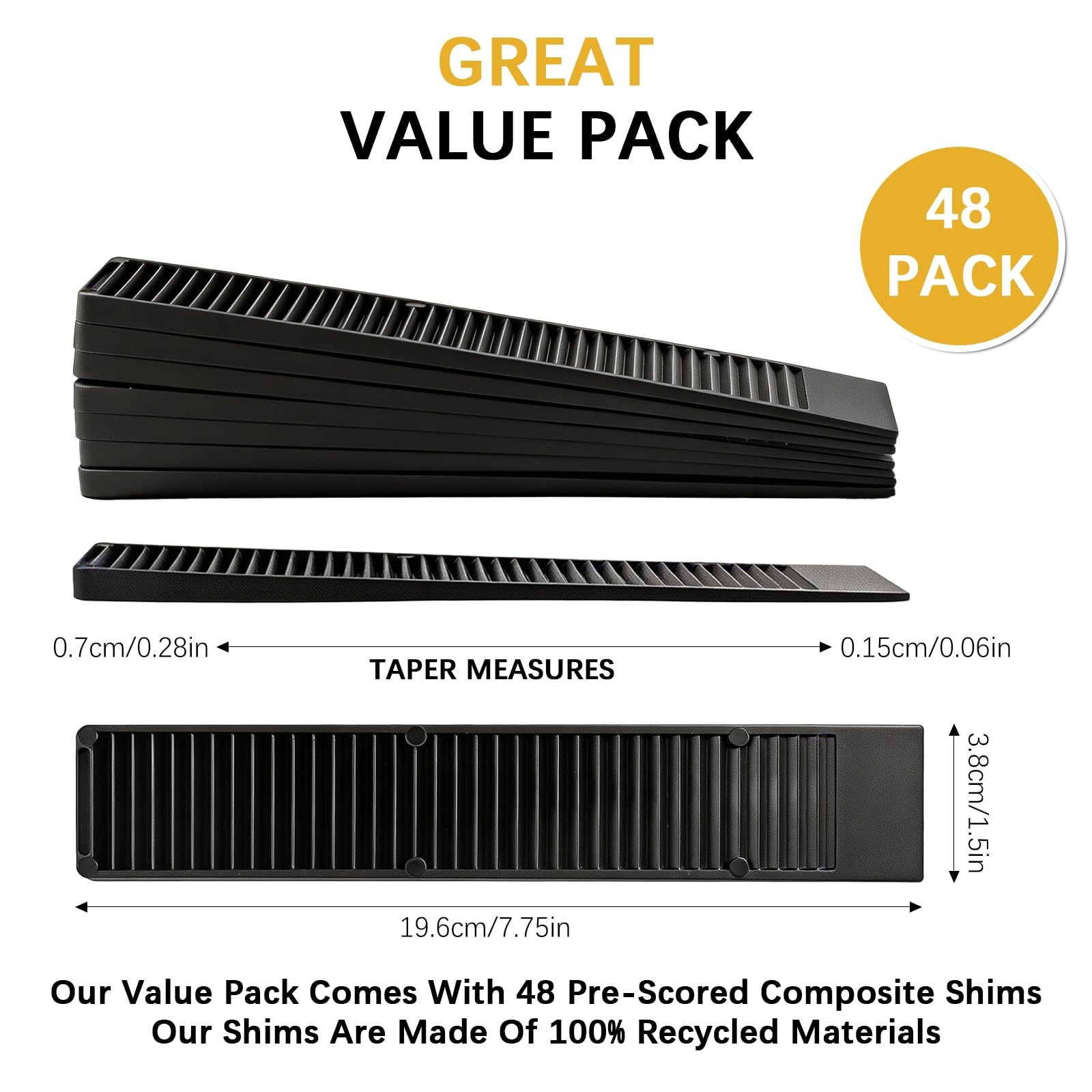 Composite Shims (48 Pack) – Hard Composite Shims for Home Improvement – Never…
